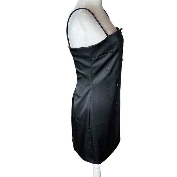 Y2K Rampage Black Mini Dress Floral Embellishment Spaghetti Strap Size 7 - Picture 2 of 11